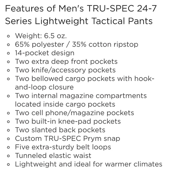 Tru-Spec Men’s Tactical Cargo Pant - Picture 16 of 16